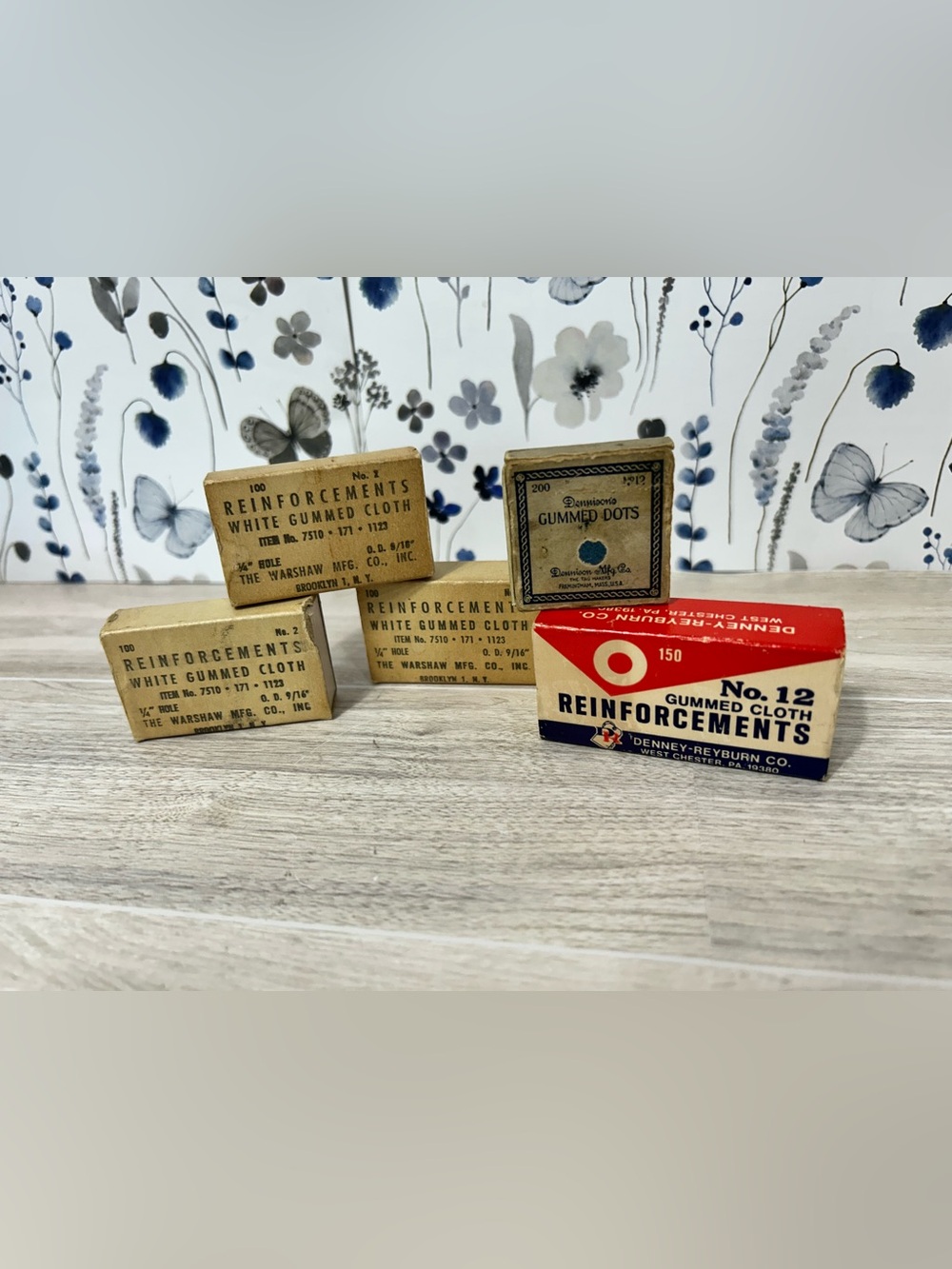 Vintage Gummed Reinforcement Boxes Office Ephemera Lot